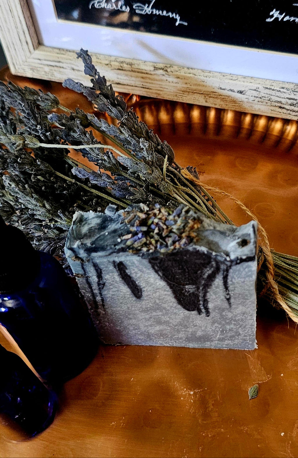 3.5 oz lavender and charcoal so bar