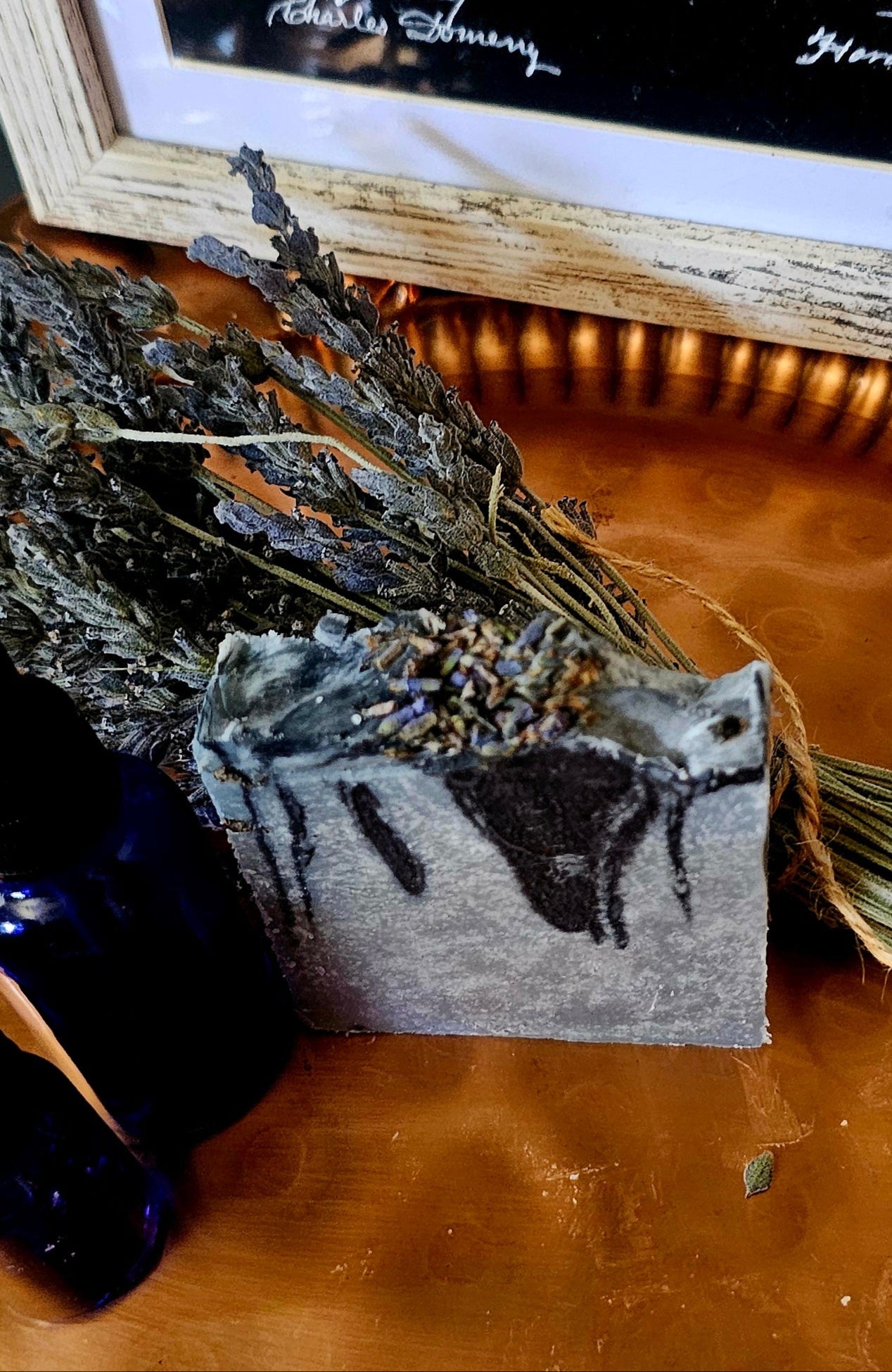 3.5 oz lavender and charcoal so bar
